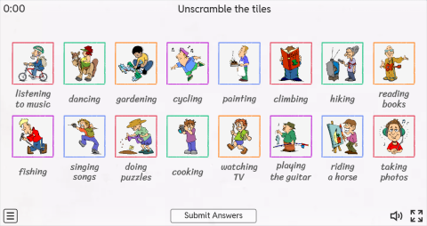 Hobbies ESL Interactive Match Up Worksheet