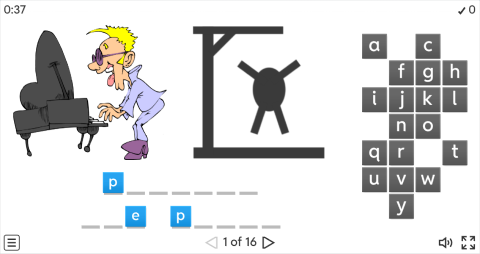 Hobbies Vocabulary ESL Interactive Hangman Game