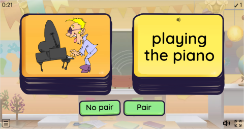 Hobbies ESL Vocabulary Pair or No Pair Worksheet