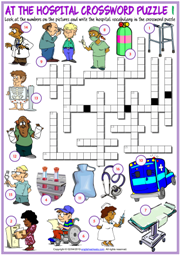 Hospital Vocabulary ESL Crossword Puzzle Worksheets