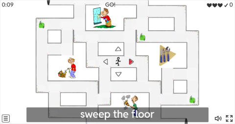 Household Chores ESL Vocabulary Maze Chase Game