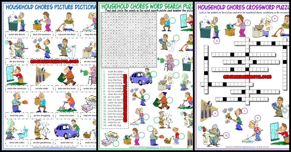 household-chores-esl-vocabulary-worksheets
