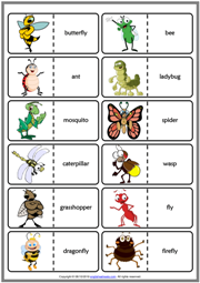 Insects ESL Printable Dominoes Game For Kids