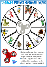 Insects ESL Printable Fidget Spinner Game For Kids