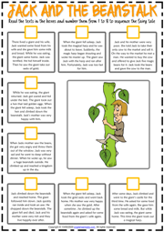 Jack and the Beanstalk ESL Sequencing the Story Worksheet