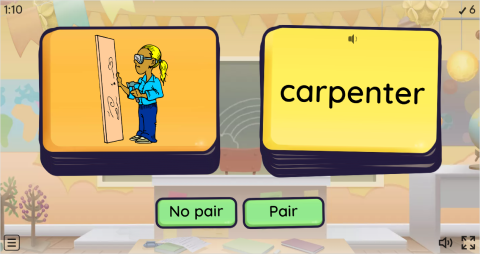 Jobs ESL Vocabulary Pair or No Pair Worksheet