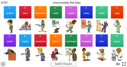 Jobs ESL Interactive Unscramble Worksheet