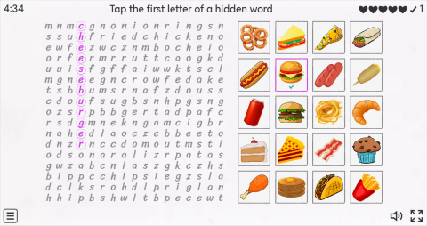 Junk Food ESL Interactive Wordsearch Puzzle