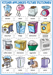 Kitchen Appliances ESL Picture Dictionary Worksheet For Kids