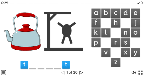 Kitchen Utensils ESL Interactive Hangman Game
