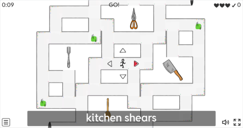 Kitchen Utensils ESL Vocabulary Maze Chase Game