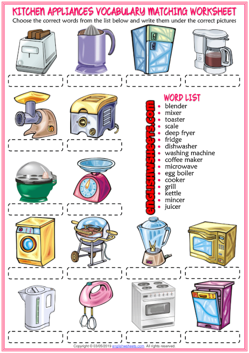 47 Appliances English ESL worksheets pdf & doc