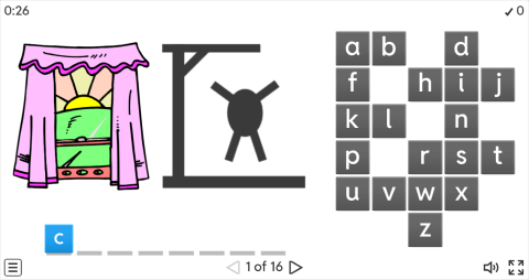 Living Room Objects ESL Interactive Hangman Game