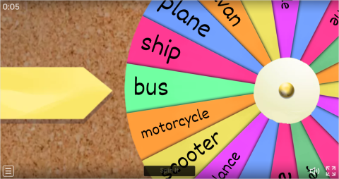 Means of Transport Interactive Spin The Wheel Worksheet