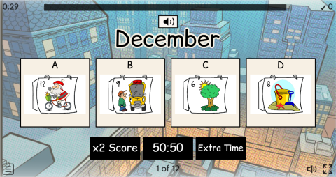 Months ESL Interactive Vocabulary Quiz Show