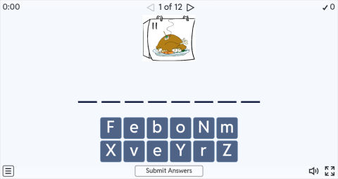 Months ESL Interactive Spell The Word Worksheet