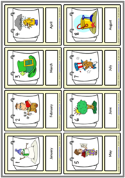 Months ESL Printable Vocabulary Learning Cards For Kids