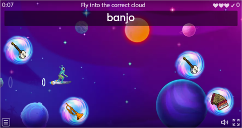 Musical Instruments ESL Vocabulary Airplane Game