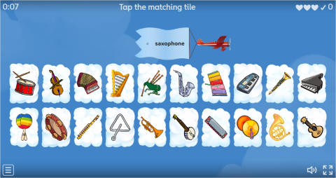 Musical Instruments Find The Match Worksheet