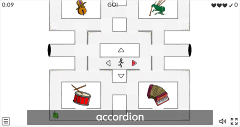 Musical Instruments ESL Vocabulary Maze Chase Game