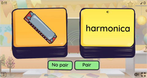 Musical Instruments ESL Pair or No Pair Worksheet