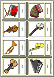 Musical Instruments ESL Printable Vocabulary Learning Cards