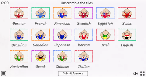 Nationalities ESL Interactive Match Up Worksheet