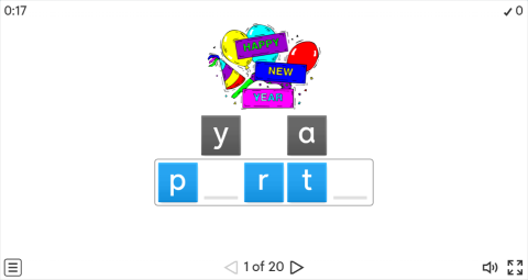 New Year's Eve Vocabulary ESL Interactive Anagram