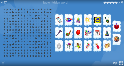 New Year's Eve ESL Interactive Wordsearch Puzzle