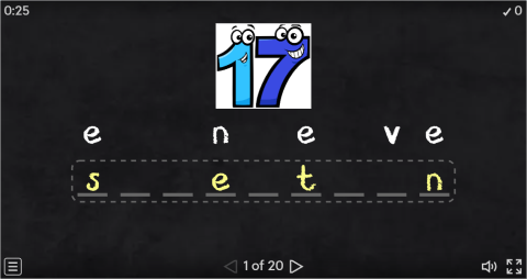 Numbers Vocabulary ESL Interactive Anagram