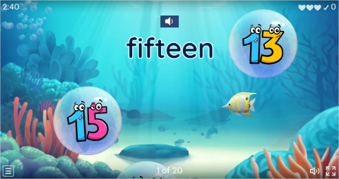 Numbers ESL Vocabulary Flying Fruit Game