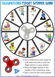 Jobs ESL Printable Fidget Spinner Game For Kids