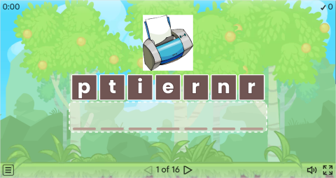 Office Objects Vocabulary ESL Interactive Anagram