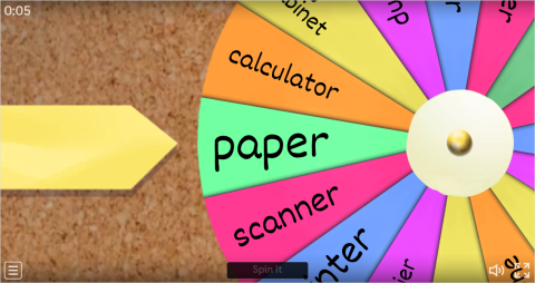 Office Objects ESL Interactive Spin The Wheel Worksheet