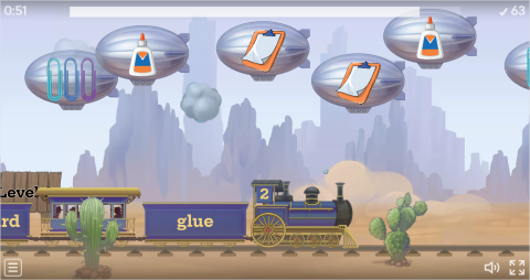 Office Objects ESL Vocabulary Balloon Pop Game