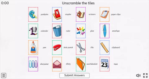 Office Objects ESL Interactive Match Up Worksheet