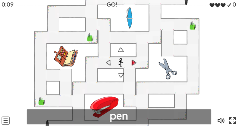 Office Objects ESL Vocabulary Maze Chase Game