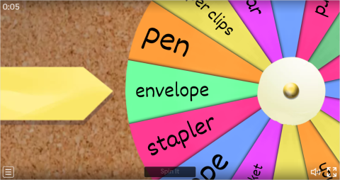 Office Objects ESL Interactive Spin The Wheel Worksheet