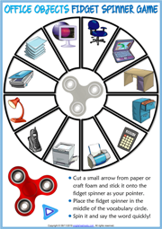 Office Objects ESL Printable Fidget Spinner Game For Kids