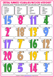 Ordinal Numbers ESL Printable Matching Exercise Worksheet For Kids