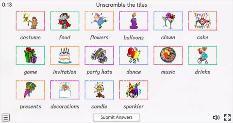 Parties ESL Interactive Match Up Worksheet