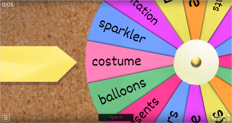 Parties ESL Interactive Spin The Wheel Worksheet