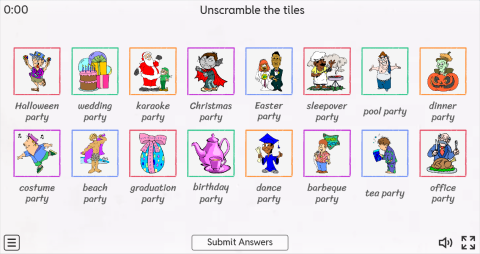 Party Types ESL Interactive Match Up Worksheet