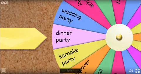 Party Types ESL Interactive Spin The Wheel Worksheet