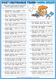 Past Continuous Tense ESL Word Order Exercise Worksheet
