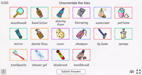 Personal Care Products Interactive Match Up Worksheet