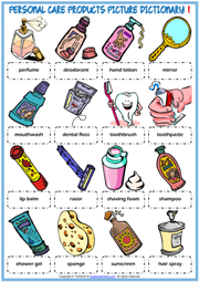 Personal Care Products ESL Picture Dictionary Worksheets