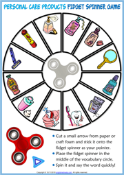 Personal Care Products ESL Printable Fidget Spinner Game