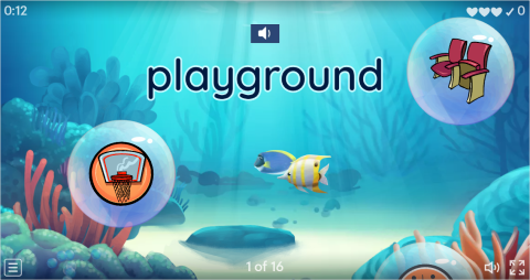 Places at School ESL Vocabulary Flying Fruit Game