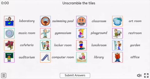 Places at School ESL Interactive Match Up Worksheet